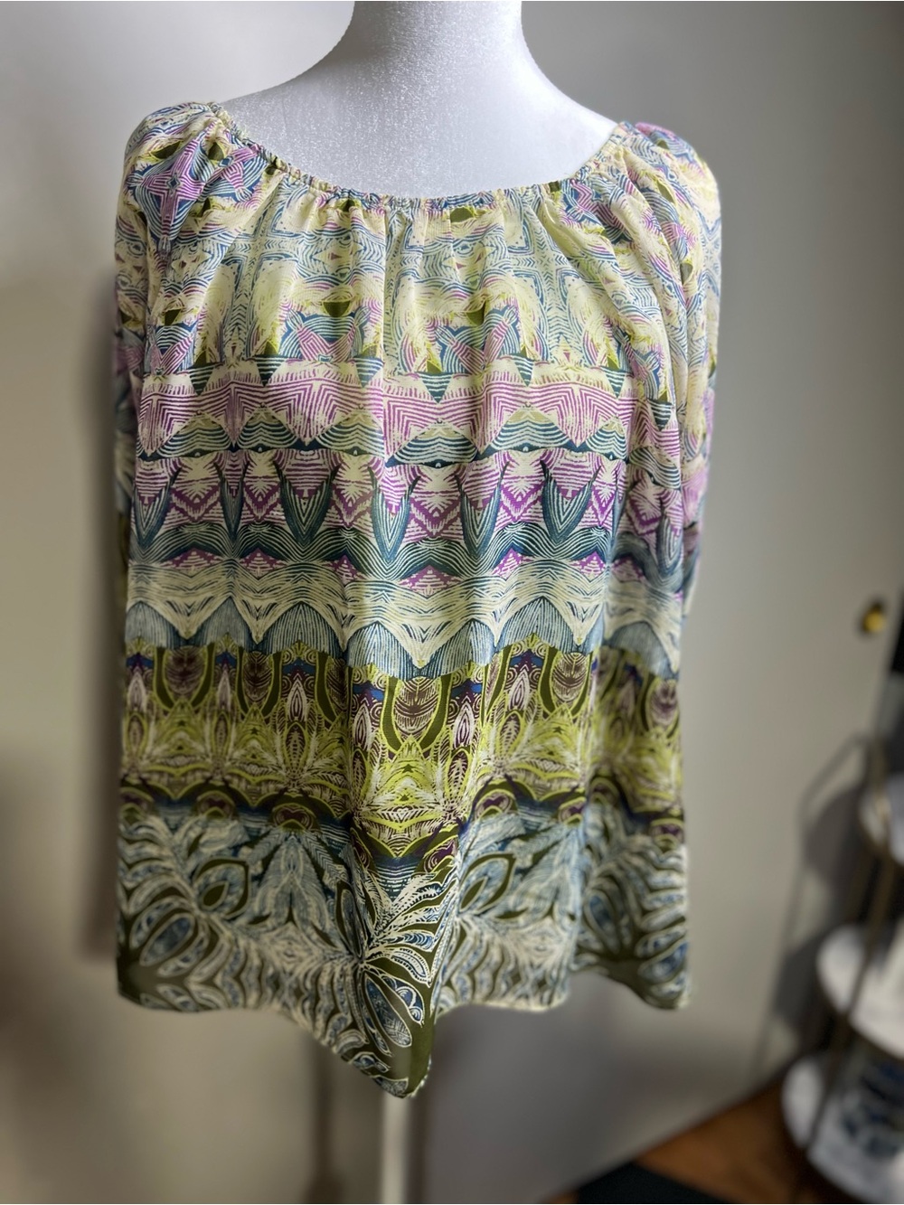 ONE WORLD Pastel Multi-Color Boho Peasant Tunic